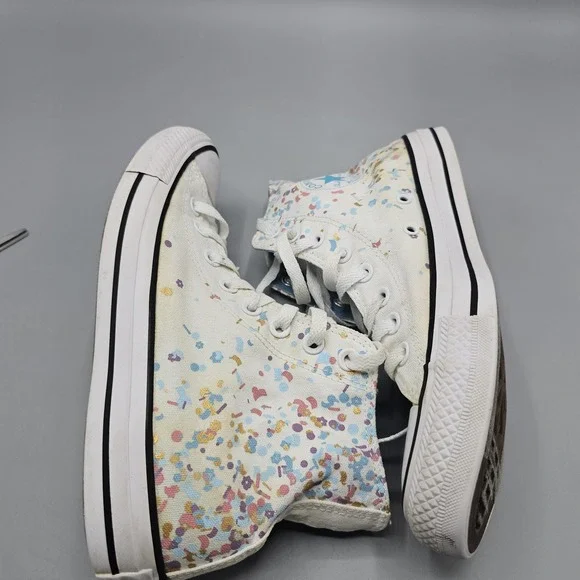 Converse High Top Flower Confetti Shoes Sneakers Size Women's 9 Mens 7 - Picture 11 of 16